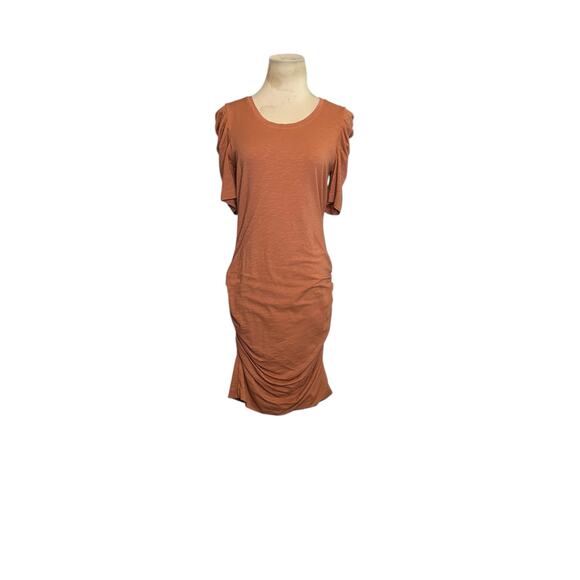 Sundry Brown Puff Short Sleeves Ruched Mini Dress Size 2 - Picture 14 of 16